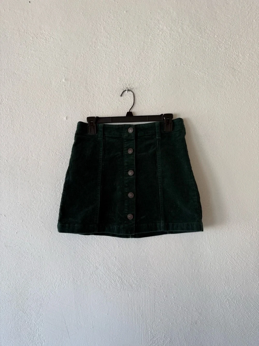 Forever 21 Corduroy‎ Mini Skirt Button Front Forest Green Womens Small Cottage